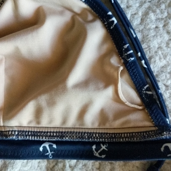 J. CREW Triangle bikini top blue w/ anchors S/M - Picture 4 of 6